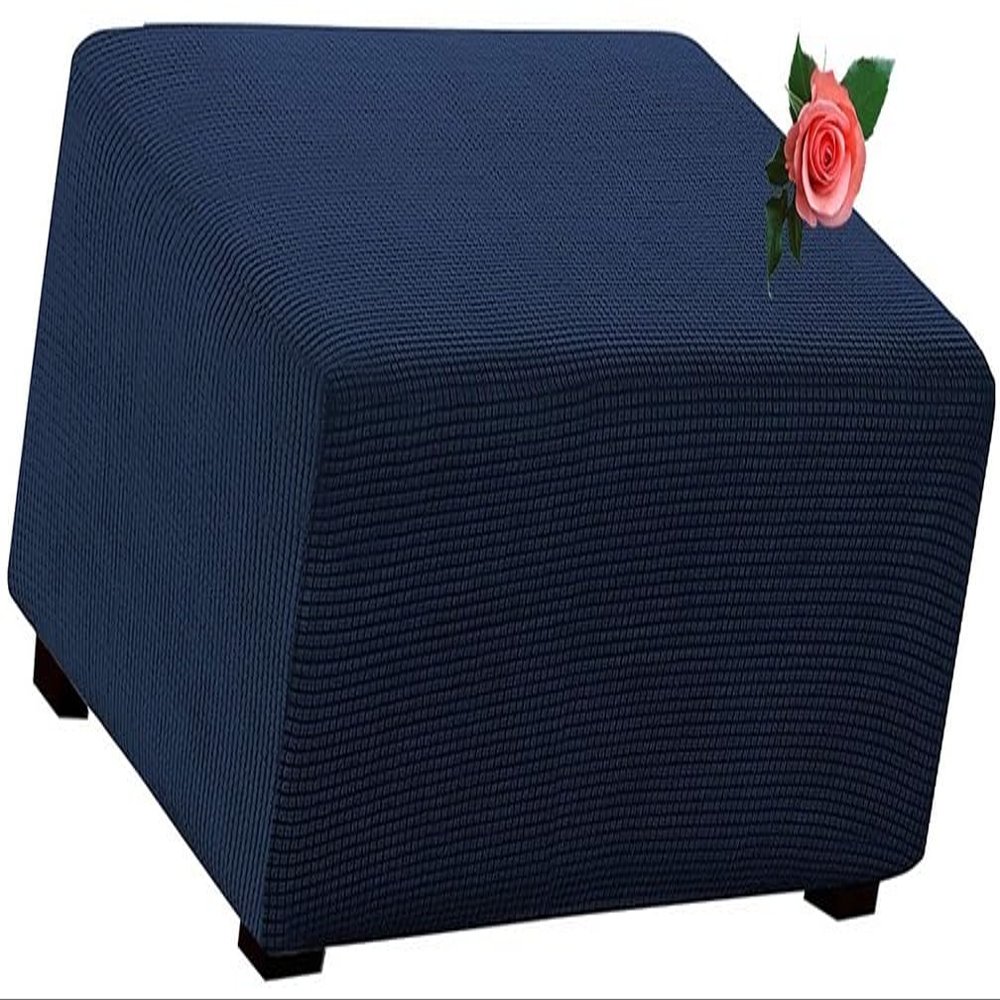 MeRcri Rectangular Velvet Jacquard Ottoman Cover, Stretch Slipcover (#13, 150 x 70–95 cm)