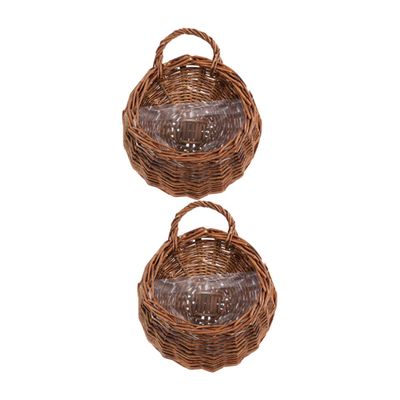BESTonZON 2-Piece Hanging Rattan Baskets for Flower Arrangements