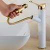 Extendable Copper Telescopic Single-Hole Bathroom Faucet, Ivory White, Raised view 1