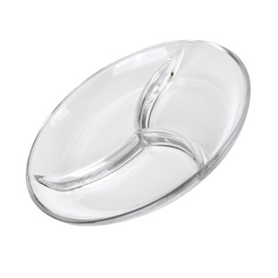 Three-Compartment Tempered Glass Plate for Breakfast and Fruit