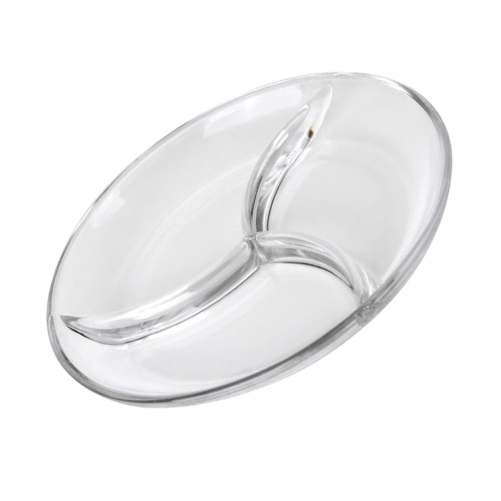 Three-Compartment Tempered Glass Plate for Breakfast and Fruit