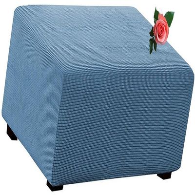 MeRcri Rectangular Velvet Jacquard Stretch Ottoman Cover, 90 x 70–85 cm