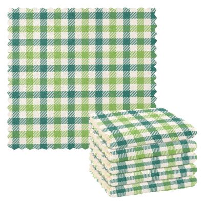 FRODOTGV St. Day Terry Dish Towels, Green/White Buffalo Check
