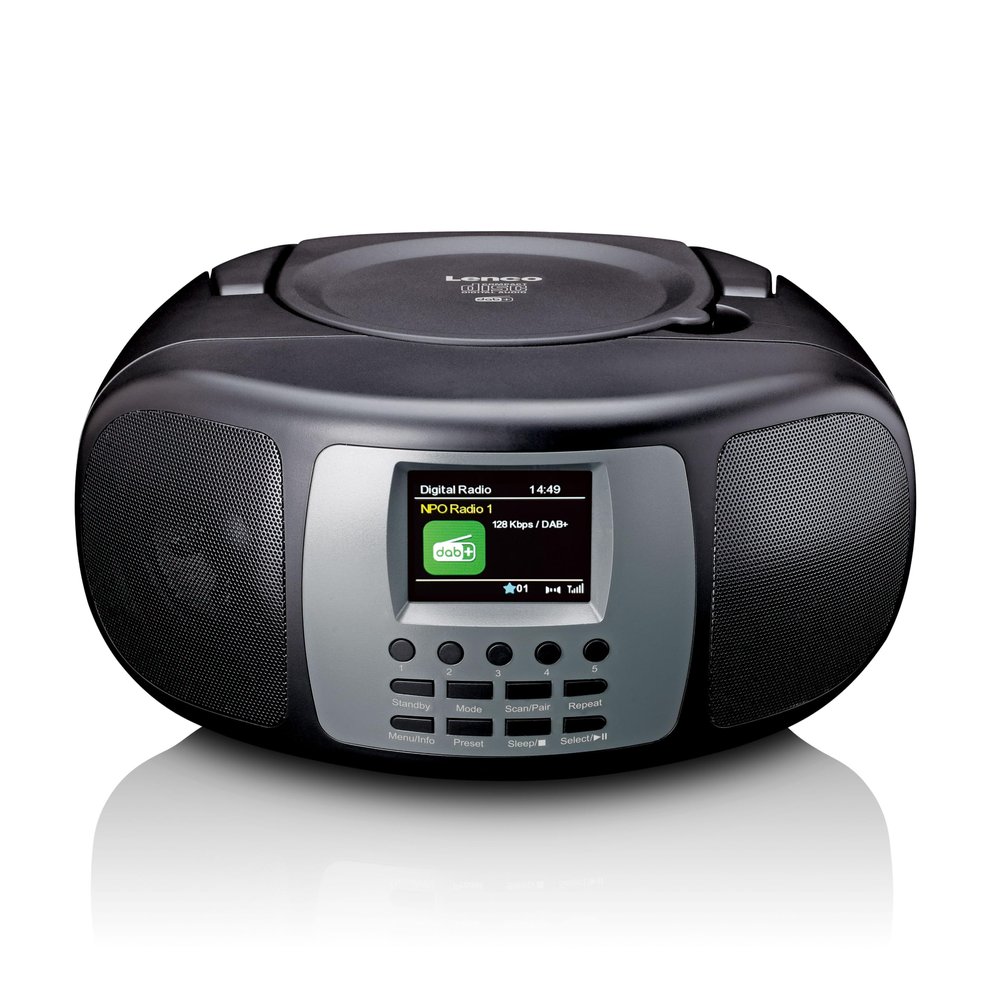 Lenco SCD-860 Portable CD Radio with DAB+, FM, Bluetooth, Top-Loading CD Player, 2.4" TFT Display, Dual Alarm, 2 x 2W RMS, Black
