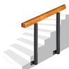 Solid Wood Side-Mount Handrail with 2 Adjustable Black Wrought-Iron Posts view 1