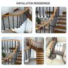 Solid Wood Side-Mount Handrail with 2 Adjustable Black Wrought-Iron Posts view 4