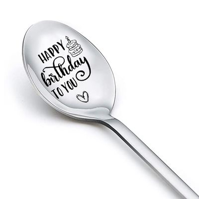 Happy Birthday Engraved Spoon Gift for Mom, Dad, Family and Friends