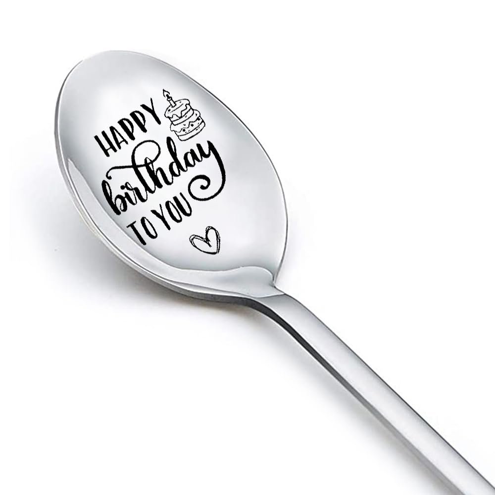 Happy Birthday Engraved Spoon Gift for Mom, Dad, Family and Friends