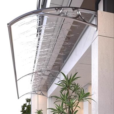 Arched Polycarbonate Door Canopy, 24 x 173 in, Modern Style