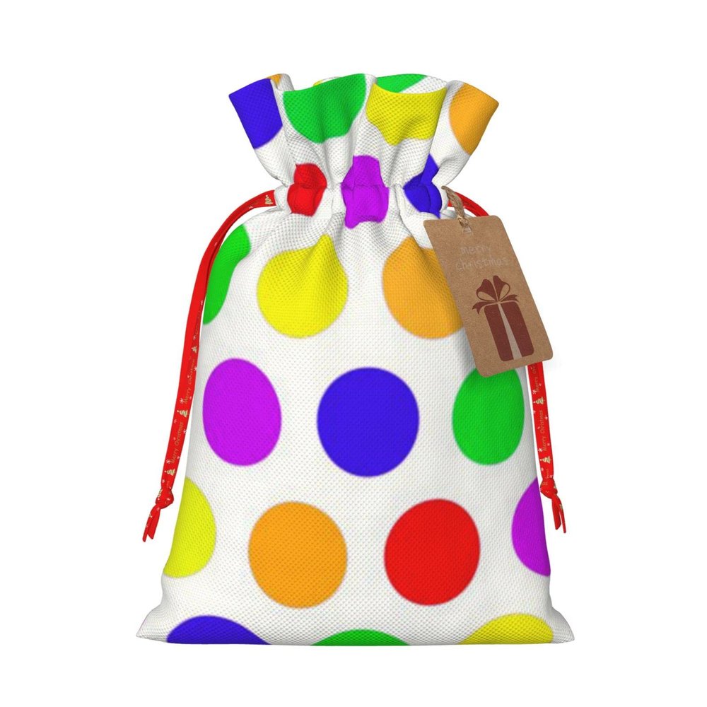 Stylish Polka-Dot Christmas Gift Bag with Drawstring Closure