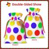 Stylish Polka-Dot Christmas Gift Bag with Drawstring Closure view 3