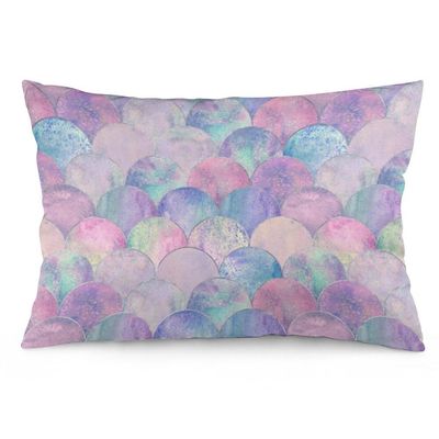 NIBABAEU Mermaid Fish Scale Wave Decorative Pillow Cover, 40 x 60 cm, Soft Polyester, 1 Count