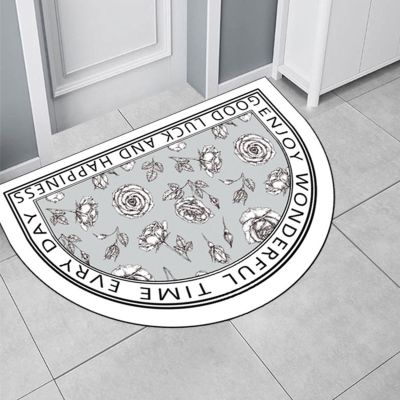 Dostear Semicircular Doormat, Welcome Entry Rug, Indoor/Outdoor Kitchen Mat, Gray Rose, 60 x 110 cm