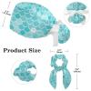 HOHODIY Adjustable Red, Blue, Navy and White Fish Scale Pattern Women's Bouffant Cap with Buttons, Scrub Hat, Multicolor 02, M/L view 2