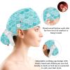 HOHODIY Adjustable Red, Blue, Navy and White Fish Scale Pattern Women's Bouffant Cap with Buttons, Scrub Hat, Multicolor 02, M/L view 3