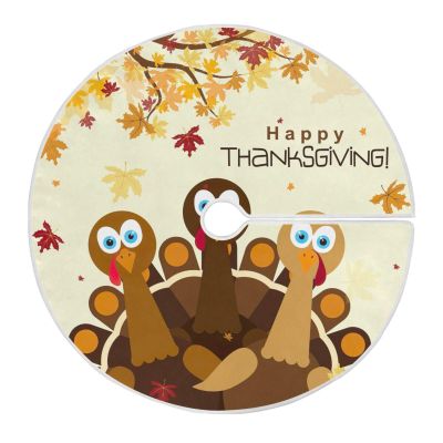 Happy Thanksgiving Turkey Christmas Tree Skirt, Soft 35.4-Inch Tree Skirt