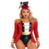 iEFiEL Women's Ringmaster Costume Bodysuit, Long Sleeve, Red, 4XL view 2