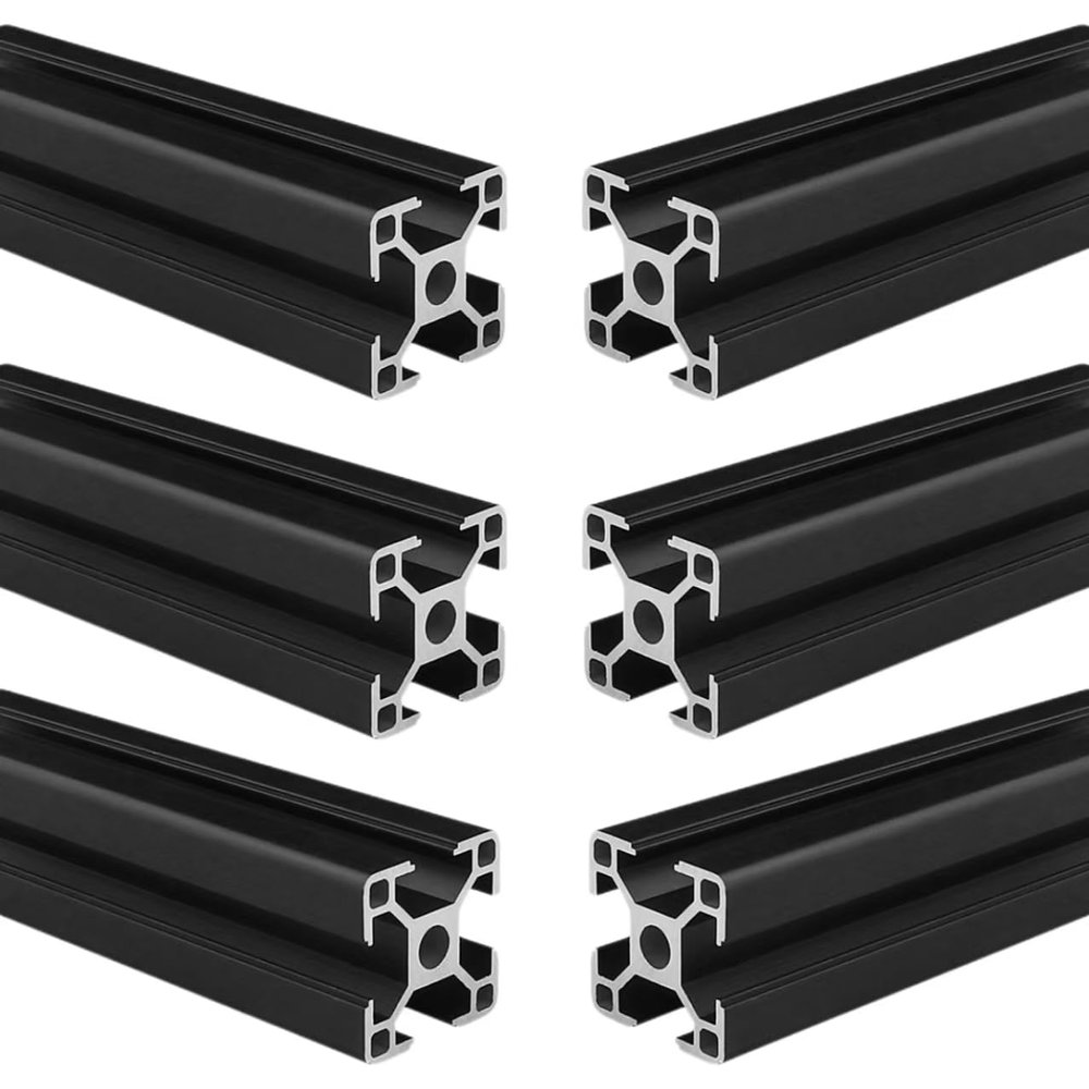 Coavoo 3030 T-Slot Aluminum Profiles, 1240 mm, Black, 6-Pack