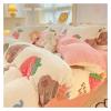 Coral Fleece Winter Bedding Set, Thick Milk Velvet, Warm Snowflake Quilt Bedding, 3-Piece Set, Chocolate, Twin view 2