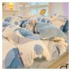 Coral Fleece Winter Bedding Set, Thick Milk Velvet, Warm Snowflake Quilt Bedding, 3-Piece Set, Chocolate, Twin view 3