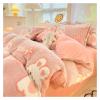 Coral Fleece Winter Bedding Set, Thick Milk Velvet, Warm Snowflake Quilt Bedding, 3-Piece Set, Chocolate, Twin view 4