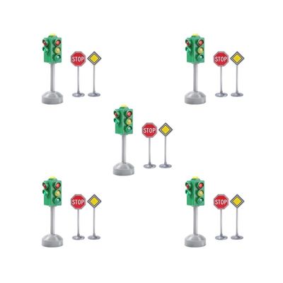 5-Set Traffic Light and Crosswalk Safety Sign Pretend-Play Toy