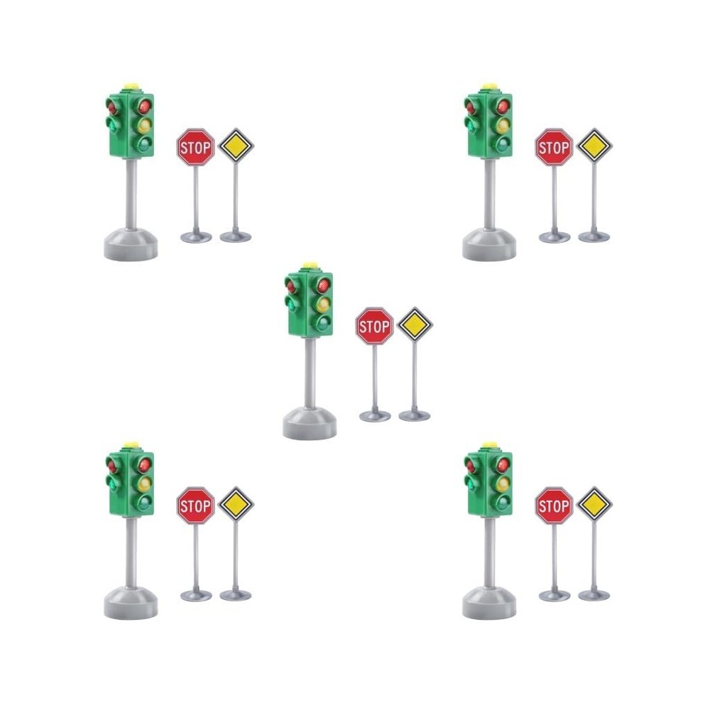 5-Set Traffic Light and Crosswalk Safety Sign Pretend-Play Toy