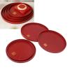 Red Solid Wood Chinese-Style Tea Serving Trays, 4-Piece Set view 3