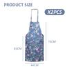 MEMOFYND 2-Pack Women's Vintage Floral Cooking Aprons with 2 Pockets, Blue and Green view 2