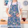 MEMOFYND 2-Pack Women's Vintage Floral Cooking Aprons with 2 Pockets, Blue and Green view 4