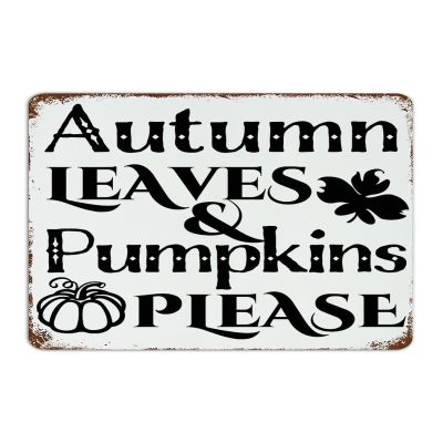 Rustic Metal Signs for Outdoor Use, Autumn Leaves and Pumpkins, Room Decor for Men, Garage Signs for Porch, Lounge, Man Cave, Fall, Thanksgiving, Harvest