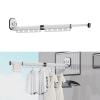 Retractable Wall-Mounted Clothes Rack with Suction Cups, Hooks & Towel Holder, Milky White, 2-Fold view 1