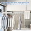 Retractable Wall-Mounted Clothes Rack with Suction Cups, Hooks & Towel Holder, Milky White, 2-Fold view 3