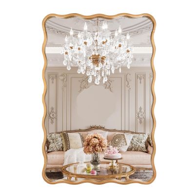 Varsoul 76.2 x 101.6 cm Gold Wavy Bathroom Mirror