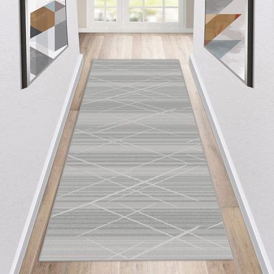 Siunwdiy Hallway Runner Rug, Non-Slip, Washable, Light Gray, Customizable Length, 70 x 480 cm