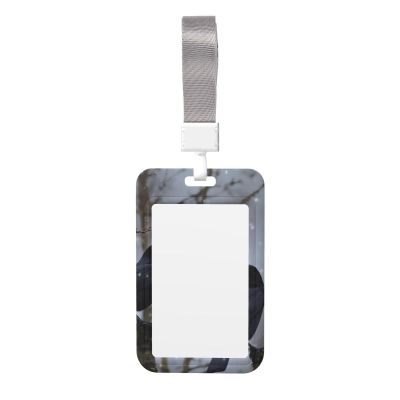 Black Crow Birds Sliding ID Badge Holder with Clear Window