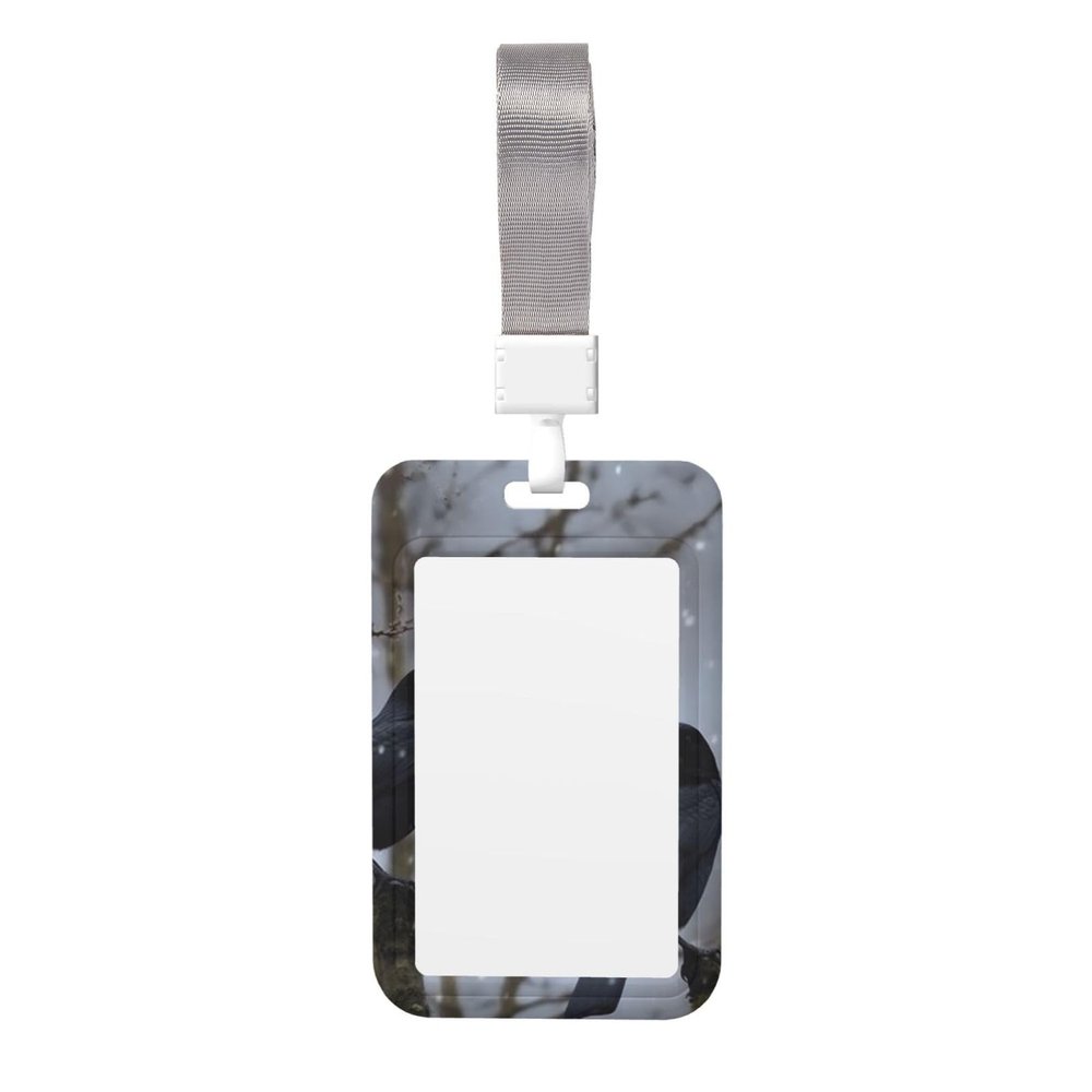 Black Crow Birds Sliding ID Badge Holder with Clear Window