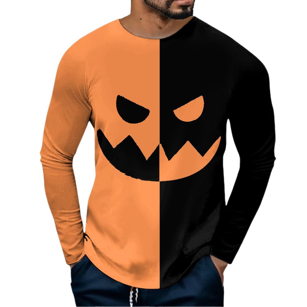 Men's Halloween Costume Crew-Neck Long-Sleeve Shirt