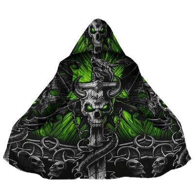keepmore Men's Fire Dragon 3D Print Long Poncho Cape Jacket