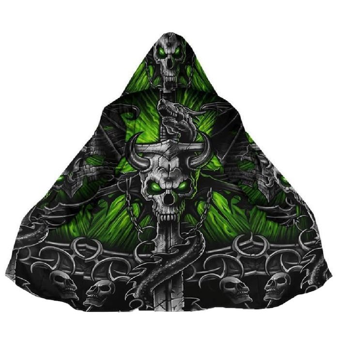 keepmore Men's Fire Dragon 3D Print Long Poncho Cape Jacket