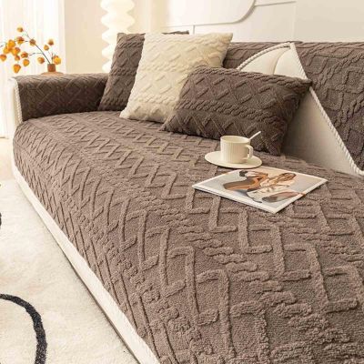 YWQJL Flannel Sofa Cover for L-Shaped Sectional, Non-Slip Sofa Protector, #2 90 x 120 cm