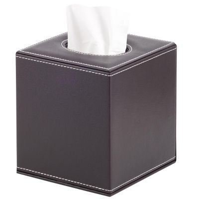 XNONE Square Leather Tissue Box Cover, Brown