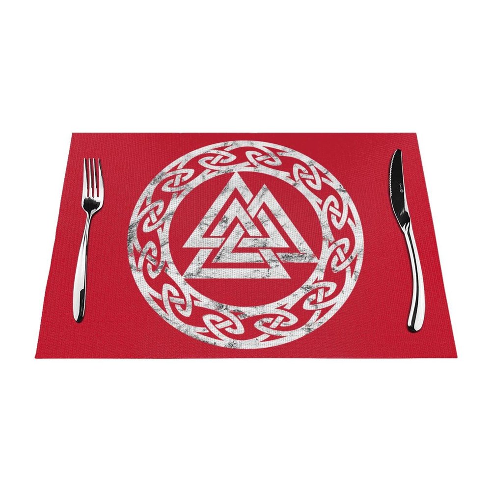NIBABAEU Woven Placemats, Viking Valknut Odin Symbol, Heat-Resistant, 30 x 45 cm, 4-Piece Set