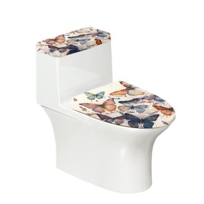 NETILGEN Toilet Lid and Tank Covers, 2-Piece Set, Butterfly Beige