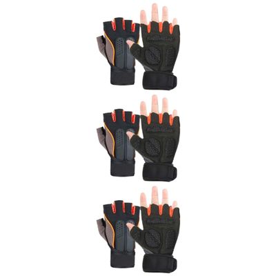 Toddmomy 3-Pair Outdoor Fitness Training Half-Finger Gloves with Wrist Support, Non-Slip, Orange