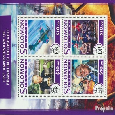 Prophila Collection Solomon Islands 4486–4489 Complete Miniature Sheet, MNH, 2017 Franklin D. Roosevelt