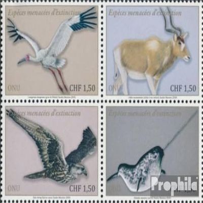 Prophila Collection UNO Geneva 1106-1109 Block of Four (Complete Issue), Cancelled, 2020 Endangered Species: Birds