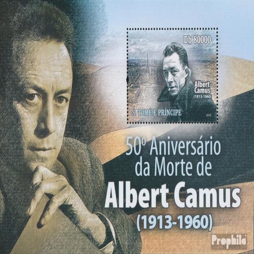Prophila Collection São Tomé and Príncipe Souvenir Sheet 764, MNH, 2010 Albert Camus
