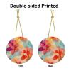 Floral Watercolor Ceramic Christmas Tree Ornament view 3