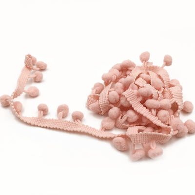SYSUII 20 m Pink Pom-Pom Fringe Trim, 1 cm Poms
